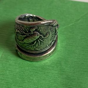.925 Sterling Silver Zodiac Scorpio Spoon Ring